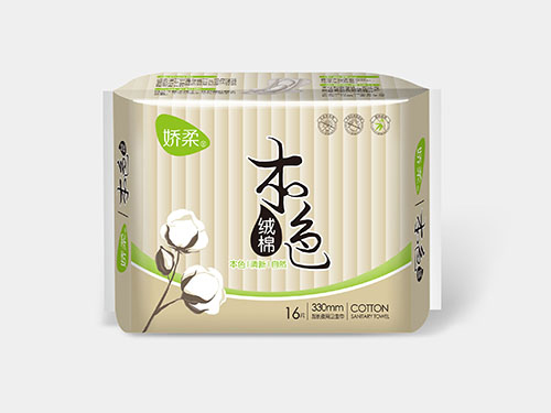 嬌柔16片 本色絨棉330mm夜用絲薄巾